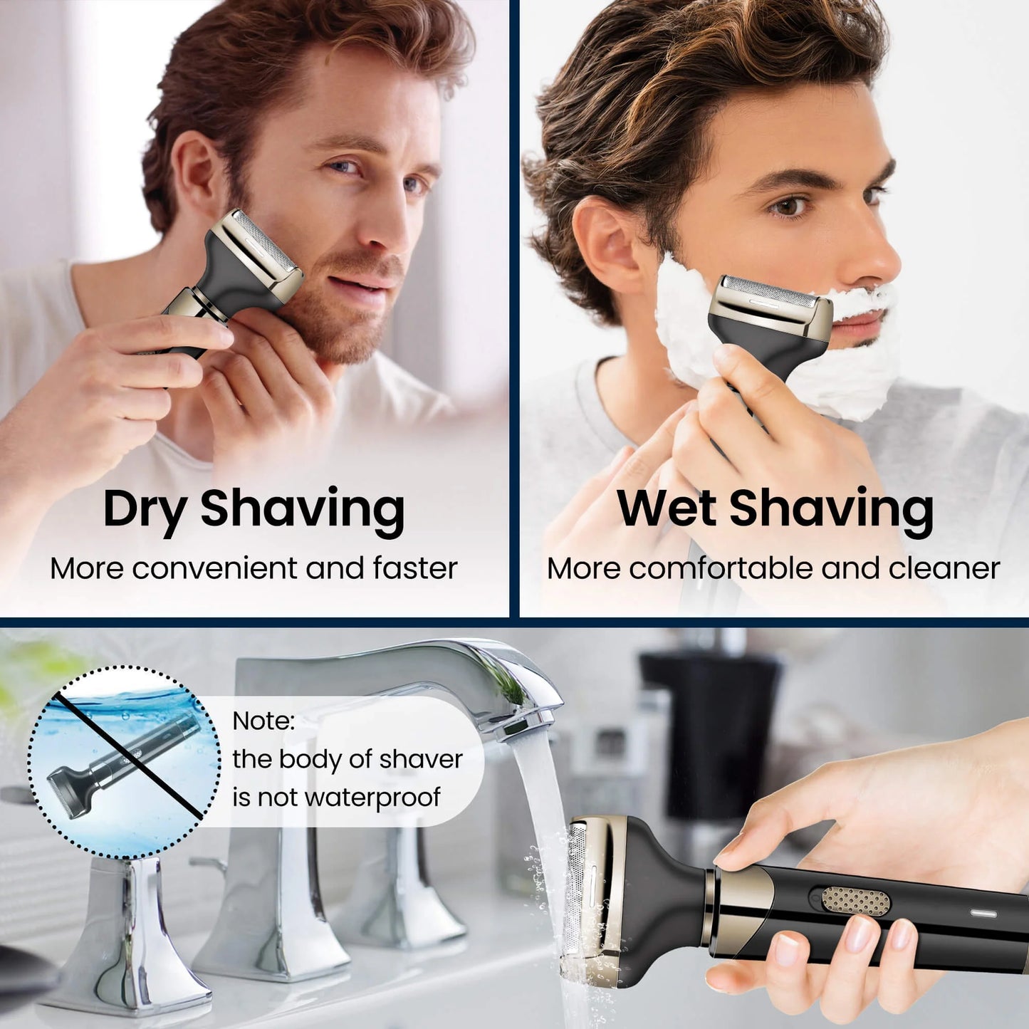 , 4 in 1 Electric Razor for Men, Waterproof Electric Shaver Beard Trimmer, Painless Cordless Multifunctional Facial Hair Trimmer for Face/Eyebrow/Ear and Nose Hair