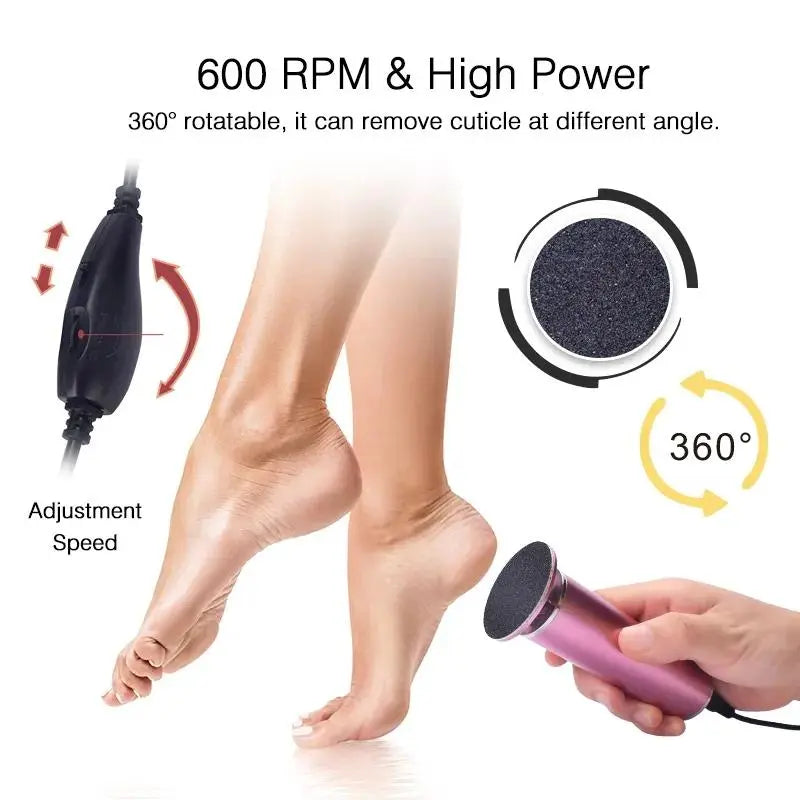 Summer Electric Foot File, Adjustable Rotatable Electronic Foot Dead Skin Remover, Callus Remover Tool for Home & Nail Salon, Back to School Pedicure Care Tool for Men Women, Dynamic Nail Supply