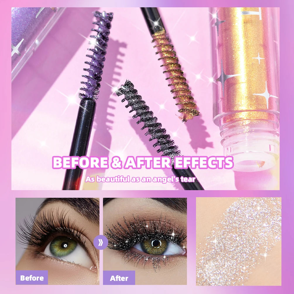 Sparkling Diamond 3D Mascara Long Lasting Makeup Curling Volume Extension Glitter Lengthening Eyelashes Mascara Cosmetics