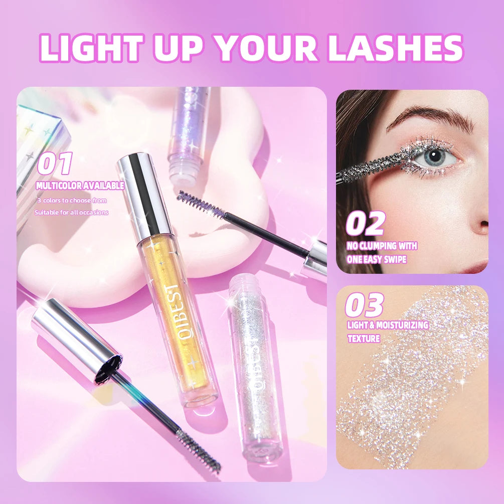 Sparkling Diamond 3D Mascara Long Lasting Makeup Curling Volume Extension Glitter Lengthening Eyelashes Mascara Cosmetics