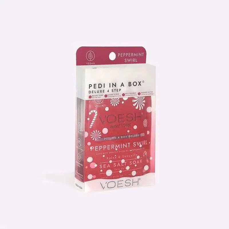 VOESH Deluxe Pedicure 4 Step - Peppermint Swirl (Limited Edition) Nail Masks Smooth Pack Sugar Kit