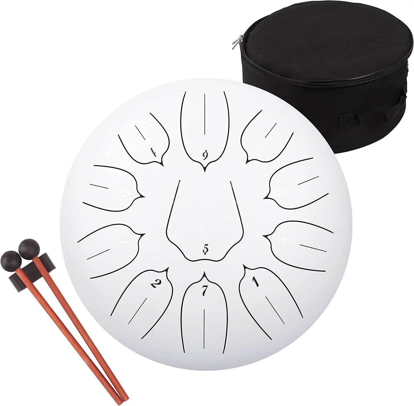 Steel Tongue Drum 11 Notes 12" Meditation Musical Percussion Instrument Hand Pan Drum(White)