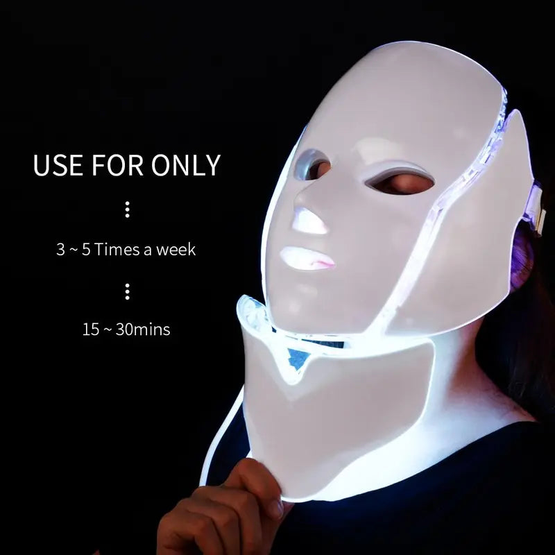 Comfort 7 Color LED Face Mask, Summer LED Face Mask with Neck Photon Facial Beauty Instrument, Face Mask for Women, Beauty & Personal Care Appliances, Facial Beauty Tool, Beauty Products