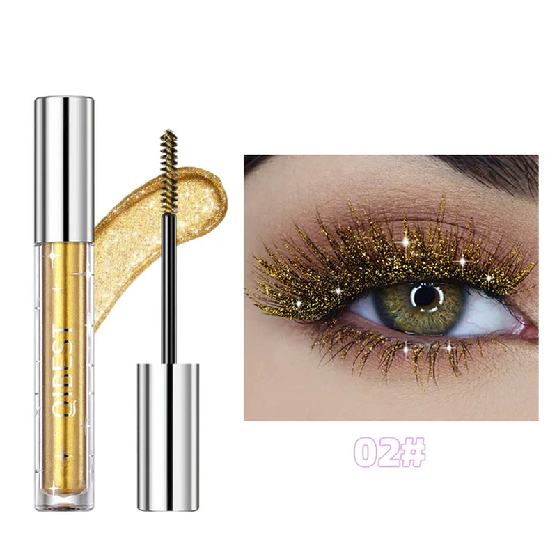 Diamond Glitter Mascara Fast Dry Eyelashes Curling Extension Makeup Waterproof Long-Lasting Lengthens Eye Lash Black 4D Mascara