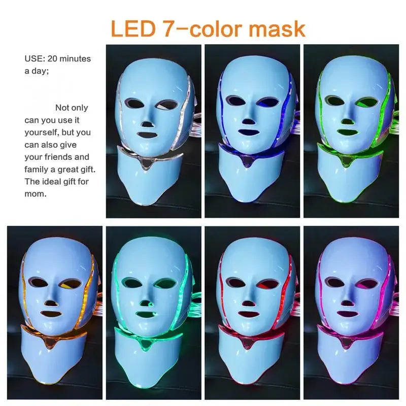 Comfort 7 Color LED Face Mask, Summer LED Face Mask with Neck Photon Facial Beauty Instrument, Face Mask for Women, Beauty & Personal Care Appliances, Facial Beauty Tool, Beauty Products