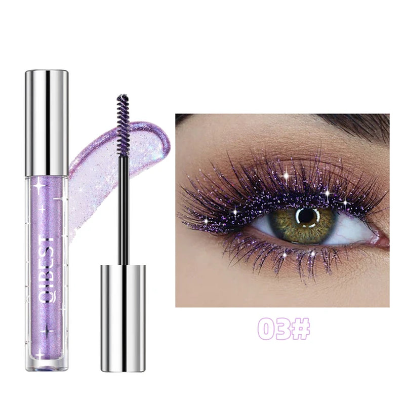 Diamond Glitter Mascara Fast Dry Eyelashes Curling Extension Makeup Waterproof Long-Lasting Lengthens Eye Lash Black 4D Mascara